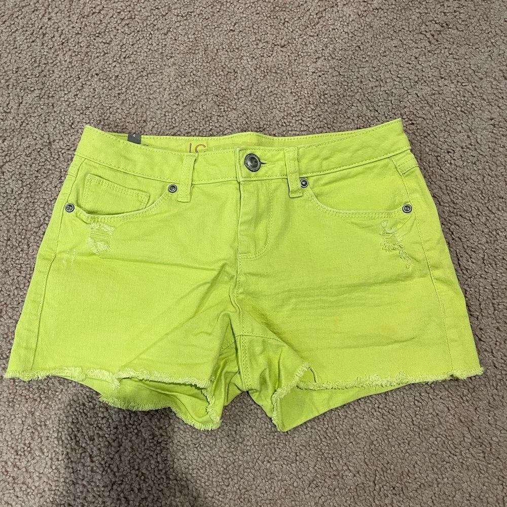 LC LAUREN CONRAD lime green denim shorts